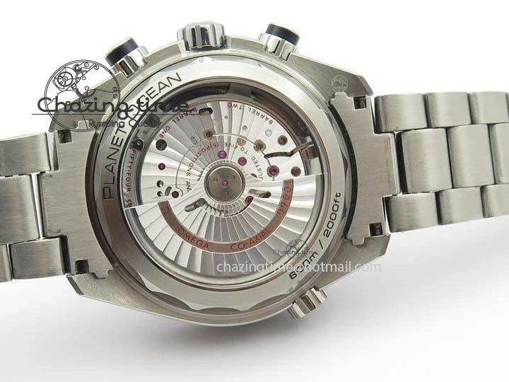 0413 Sustainable Planet Ocean Master Chronometer Chrono SS OM 1:1 Best Edition Black Dial On SS Bracelet A 8179